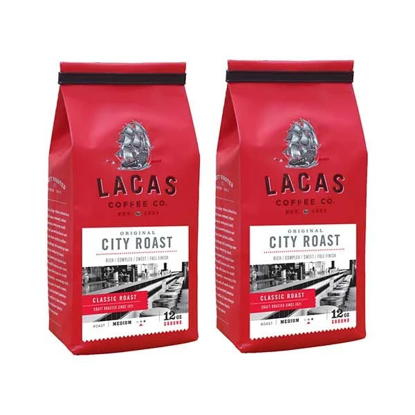 Lacas Coffee Company, Original City Roast, Medium Fine Ground Coffee, 2/12oz Bags 1 Lacas Coffee Company, Original City Roast, Medium Fine Ground Coffee, 2/12oz Bags