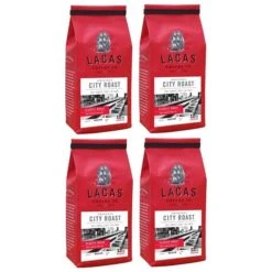Lacas Coffee Company, Original City Roast, Medium Fine Ground Coffee, 4/12oz Bags