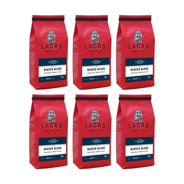 Lacas Coffee Company, Winter Blend, Medium Fine Ground Coffee, 6/12oz Bags 1 Lacas Coffee Company, Winter Blend, Medium Fine Ground Coffee, 6/12oz Bags