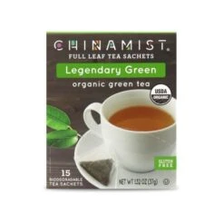 China Mist - Legendary Green Organic Black Full Leaf Tea Sachet, 15 Count Box -Koffee Express Sales legendarygreen teasachet packet 1 2