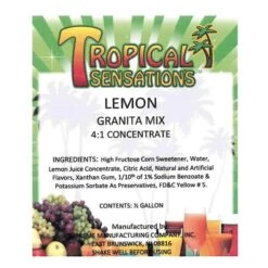 Tropical Sensations Lemon Granita Slushie Mix – 6 Bottles, 64 Oz Each – Non-Alcoholic Frozen Drink Mix For Slush Machines – Bulk Case -Koffee Express Sales lemon label