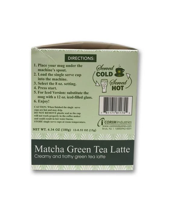 Matcha Green Tea Latte, 12 Single Serve Cups 1 Matcha Green Tea Latte, 12 Single Serve Cups