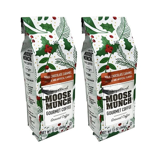 Moose Munch Milk Chocolate Caramel Coffee, Limited Edition Holiday Bags, 2x12oz 1 Moose Munch Milk Chocolate Caramel Coffee, Limited Edition Holiday Bags, 2x12oz