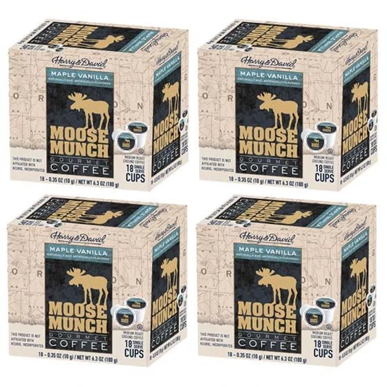Moose Munch Maple Vanilla Single Serve Coffee By Harry & David, 4/18 Count 1 Moose Munch Maple Vanilla Single Serve Coffee By Harry & David, 4/18 Count