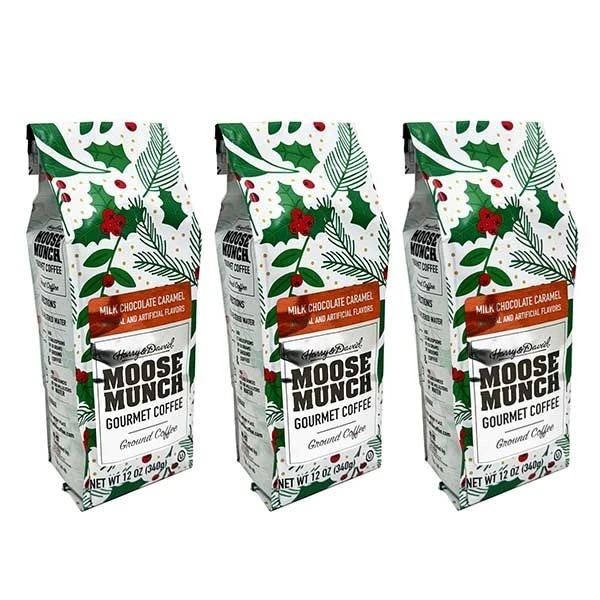 Moose Munch Milk Chocolate Caramel Coffee, Limited Edition Holiday Bags, 3x12oz 1 Moose Munch Milk Chocolate Caramel Coffee, Limited Edition Holiday Bags, 3x12oz