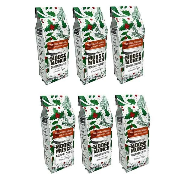 Moose Munch Milk Chocolate Caramel Coffee, Limited Edition Holiday Bags, 6x12oz 1 Moose Munch Milk Chocolate Caramel Coffee, Limited Edition Holiday Bags, 6x12oz