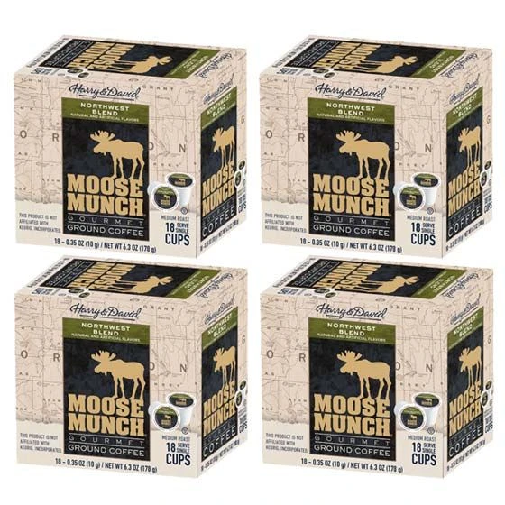 Moose Munch Northwest Blend Coffee Single Serve Coffee By Harry & David, 4/18 Count 1 Moose Munch Northwest Blend Coffee Single Serve Coffee By Harry & David, 4/18 Count