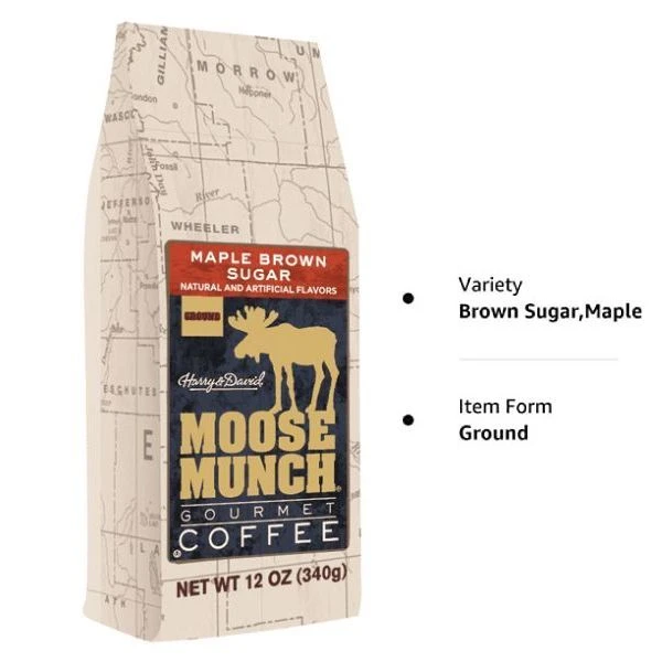 Harry & David Moose Munch Maple Brown Sugar Ground Gourmet Coffee 3 Bags (12 Oz Each) 3 Harry & David Moose Munch Maple Brown Sugar Ground Gourmet Coffee 3 Bags (12 Oz Each) - Image 3
