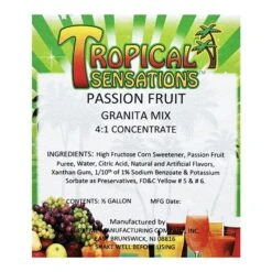 Tropical Sensations Passion Fruit Granita Slushie Mix – 6 Bottles, 64 Oz Each – Non-Alcoholic Frozen Drink Mix For Slush Machines – Bulk Case -Koffee Express Sales passion fruit label 1