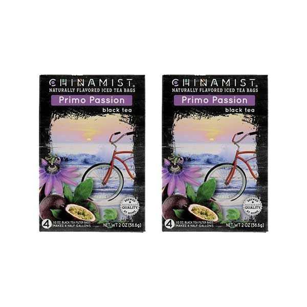 China Mist Naturally Flavored Primo Passion Iced Tea Bags, 4-Count Box, 2-Pack (Each Bag Yields 1/2 Gallon) 1 China Mist Naturally Flavored Primo Passion Iced Tea Bags, 4-Count Box, 2-Pack (Each Bag Yields 1/2 Gallon)