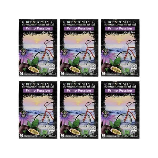 China Mist Naturally Flavored Primo Passion Iced Tea Bags, 4-Count Box, 6-Pack (Each Bag Yields 1/2 Gallon) 1 China Mist Naturally Flavored Primo Passion Iced Tea Bags, 4-Count Box, 6-Pack (Each Bag Yields 1/2 Gallon)