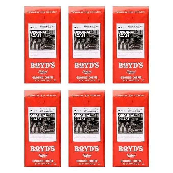 Boyd's Original Roast Ground Coffee, 100% Arabica Coffee, 12 Oz, 6 Pack 1 Boyd's Original Roast Ground Coffee, 100% Arabica Coffee, 12 Oz, 6 Pack