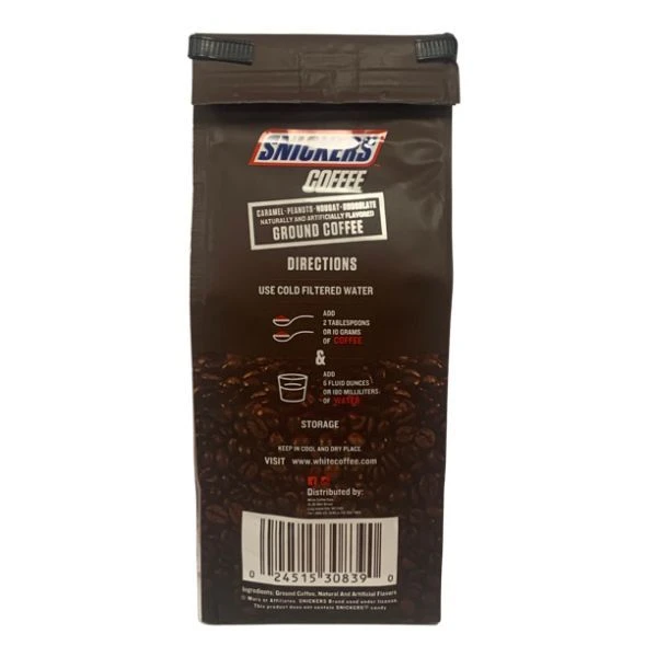 Snickers Caramel, Peanuts, Nougat And Chocolate, Naturally And Artificially Flavored Ground Coffee, 10 Oz Bag 3 Snickers Caramel, Peanuts, Nougat And Chocolate, Naturally And Artificially Flavored Ground Coffee, 10 Oz Bag - Image 3