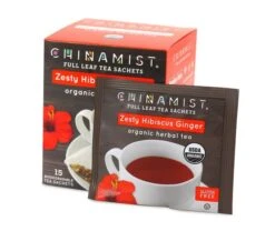 China Mist - Zesty Hibiscus Ginger Organic Black Full Leaf Tea Sachet, 6 Boxes 15 Count Each -Koffee Express Sales zestyhibiscusginger teasachets box 730x616 1 1 1